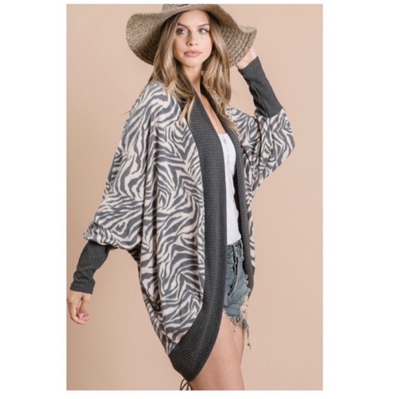 BNWT FirstLove by Lovelyn Zebra-print Open Cardigan - Picture 4 of 9